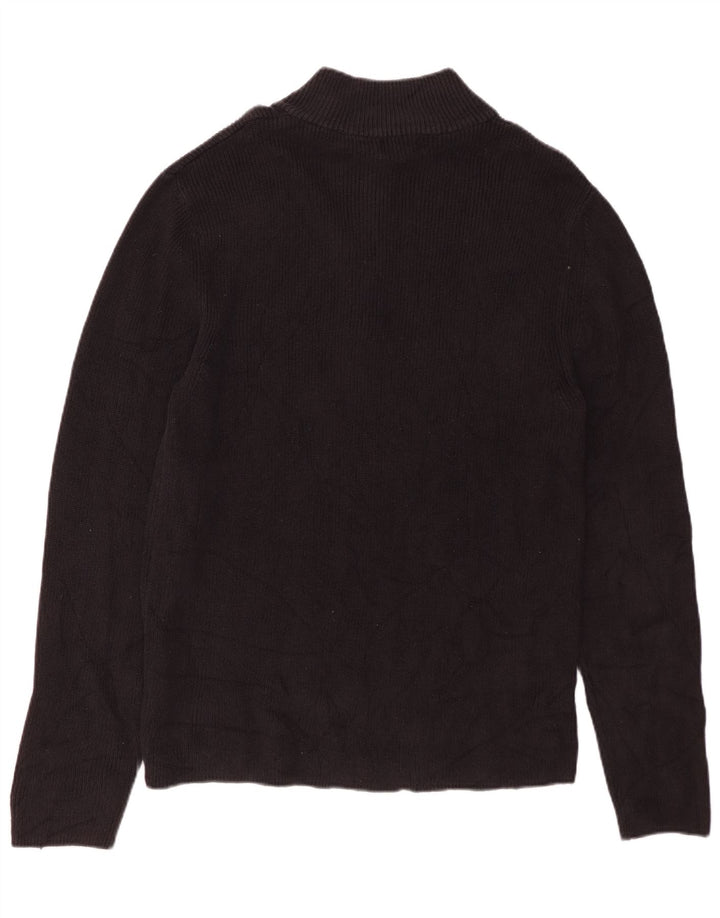 CALVIN KLEIN Mens Zip Neck Jumper Sweater XL Black Cotton