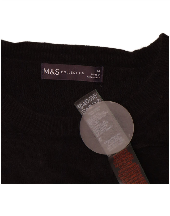 Marks & Spencer Womens Crew Neck Jumper Sweater UK 14 Large Black Acrylic