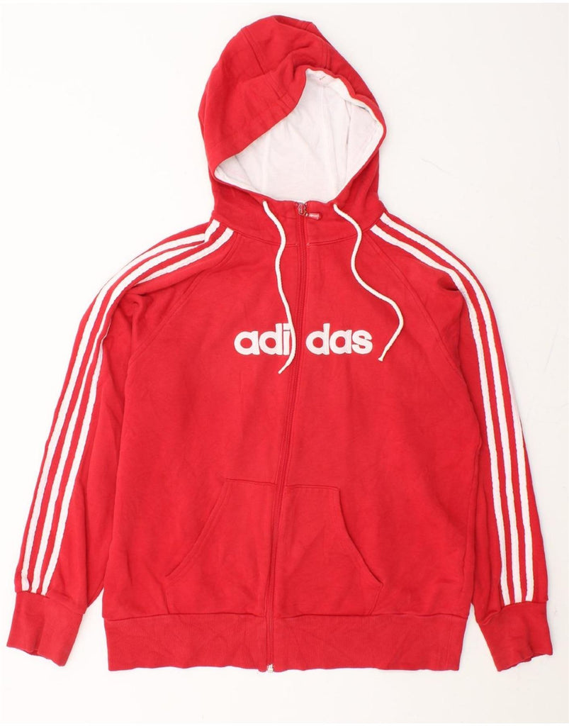 ADIDAS Womens Graphic Zip Hoodie Sweater UK 18 XL  Red Cotton Vintage Adidas and Second-Hand Adidas from Messina Hembry 