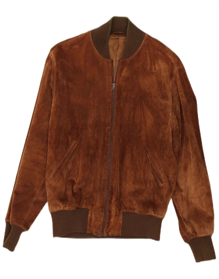 Vintage Mens Suede Bomber Jacket IT 54 2XL Beige