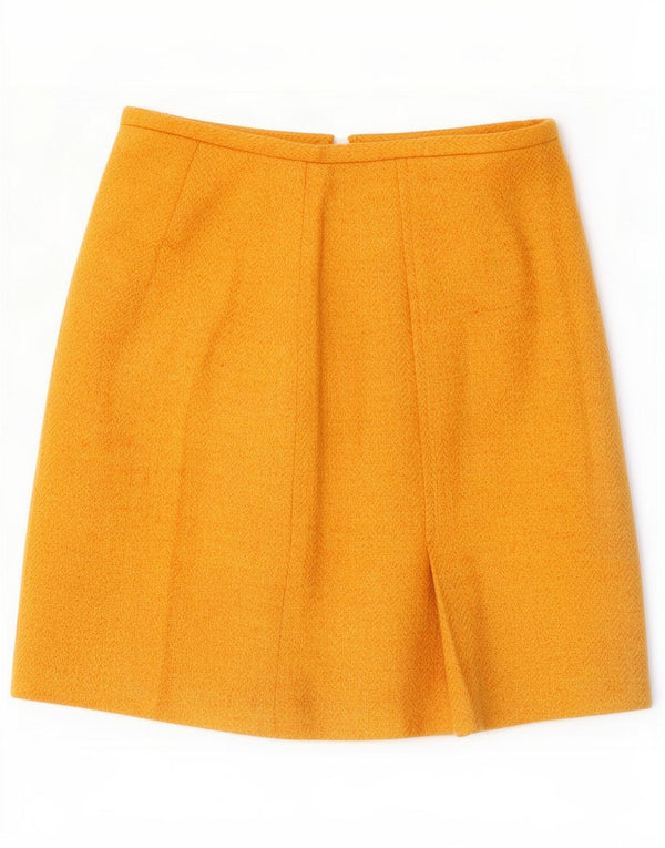Henry Cottons Womens Mini Skirt IT 42 Medium W28 Yellow Herringbone