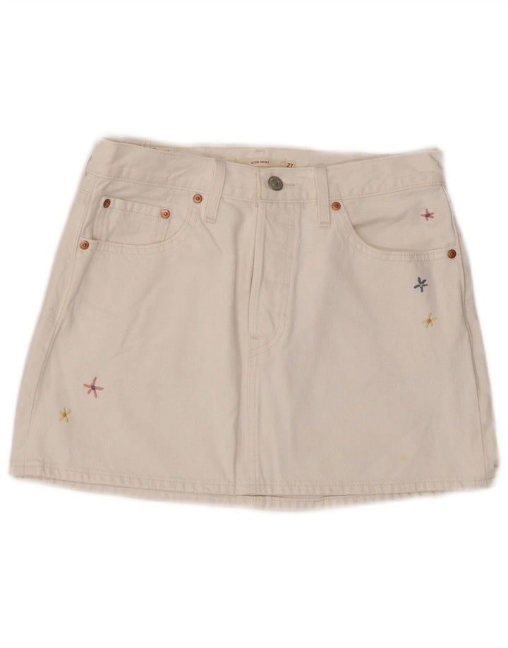 Levi's Womens Denim Skirt W27 Small White Cotton