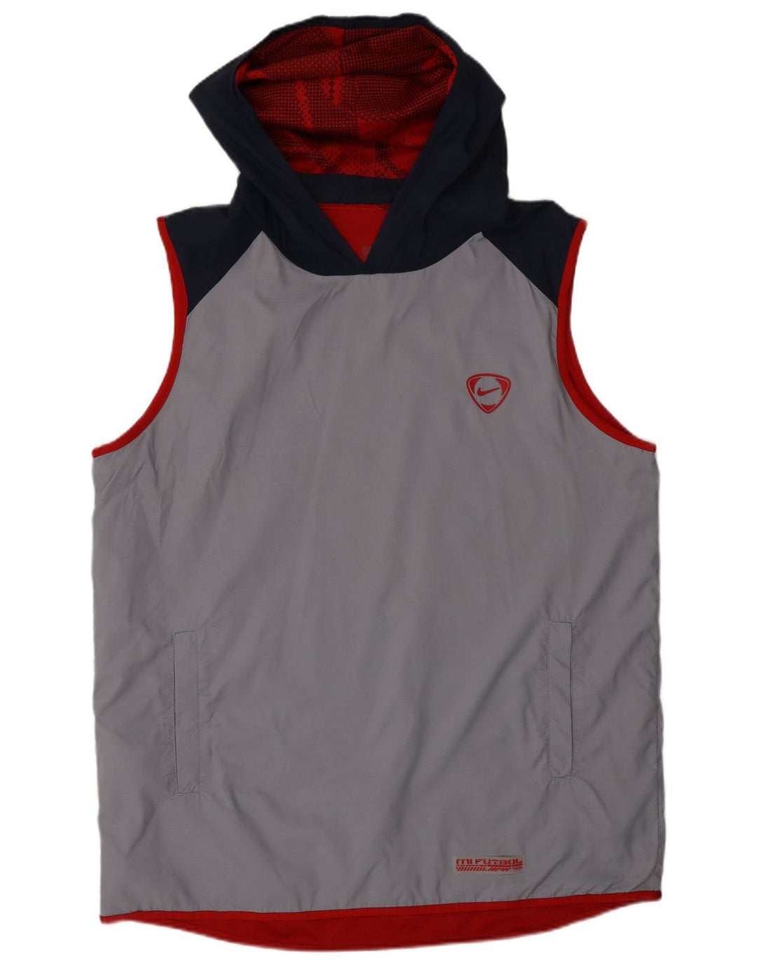 Nike Mens Hooded Vest Top XL Grey Colourblock Nylon