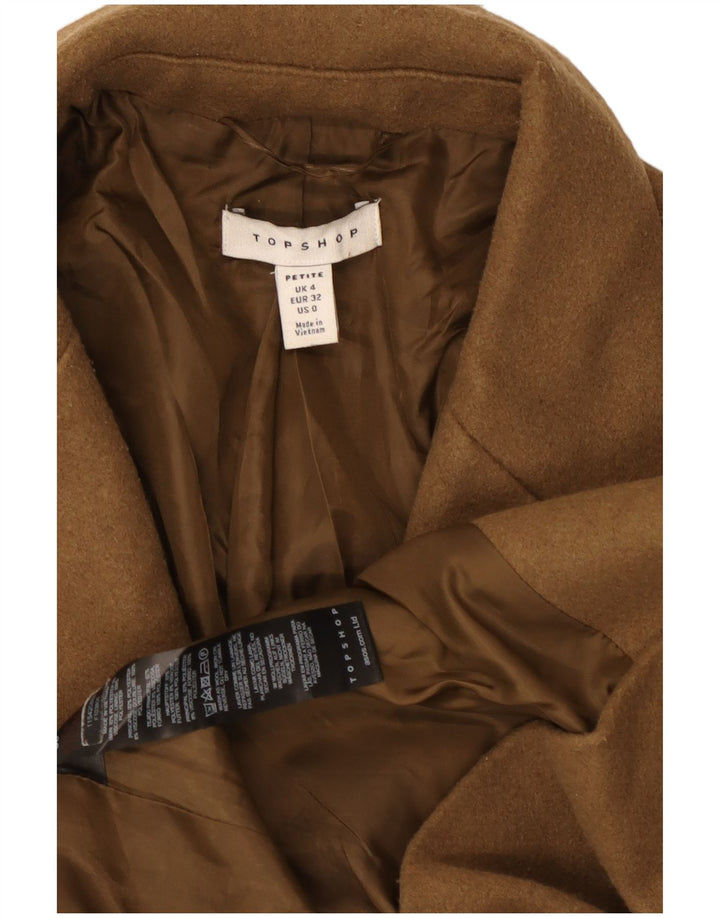 Topshop Womens Petite Oversized Double Breasted Coat UK 4 XS Brown