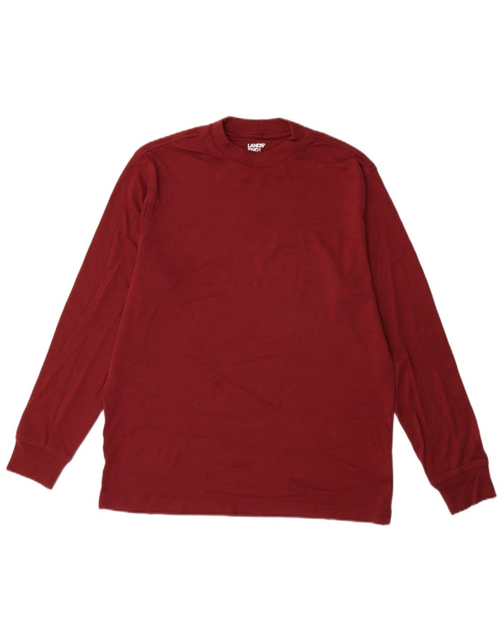 Lands End Mens Top Long Sleeve Medium Burgundy Cotton