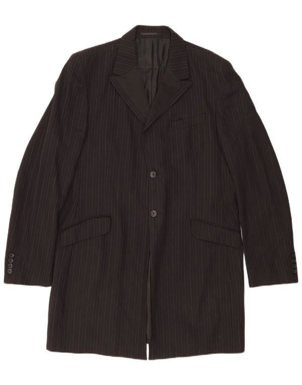 Dolce & Gabbana Mens Overcoat UK 42 XL Black Pinstripe