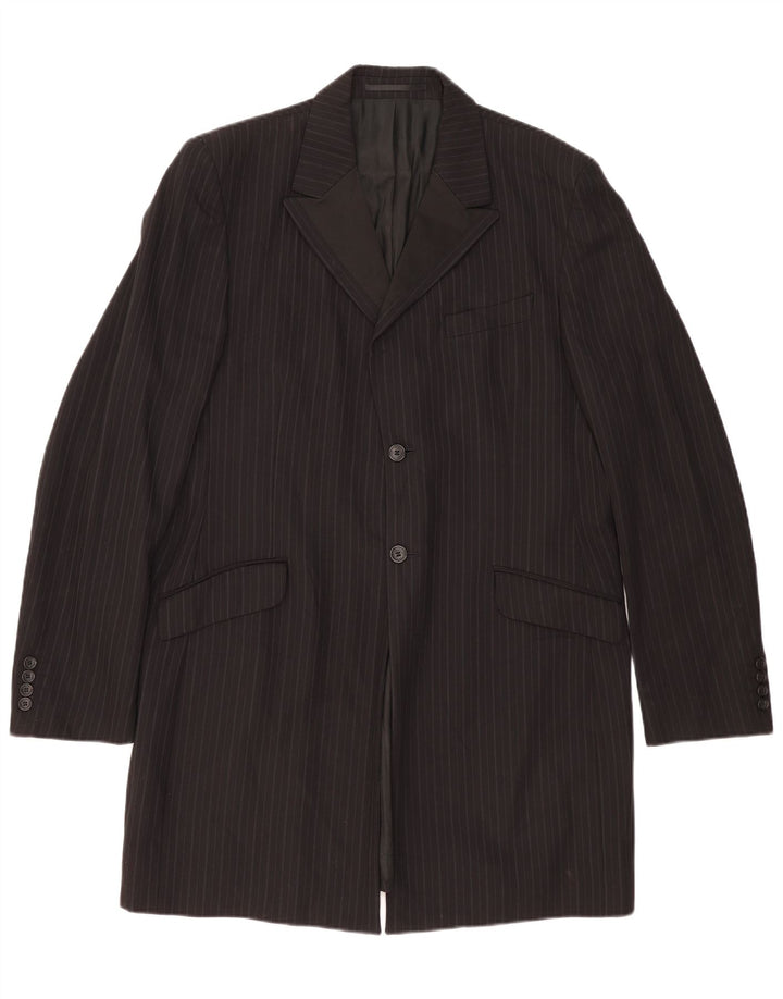Dolce & Gabbana Mens Overcoat UK 42 XL Black Pinstripe