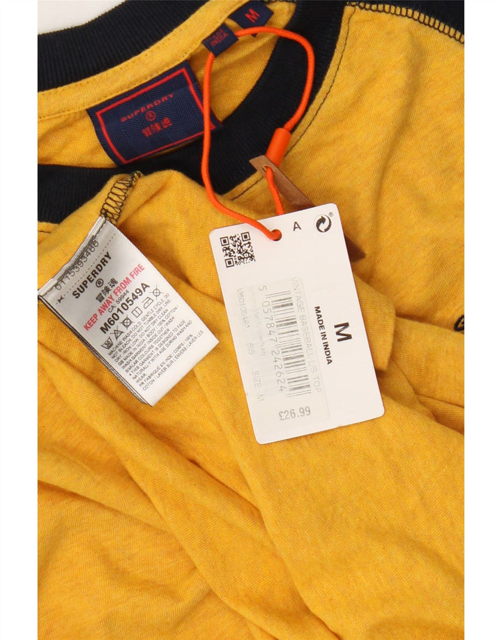 Superdry Mens Top Long Sleeve Medium Yellow Colourblock Cotton