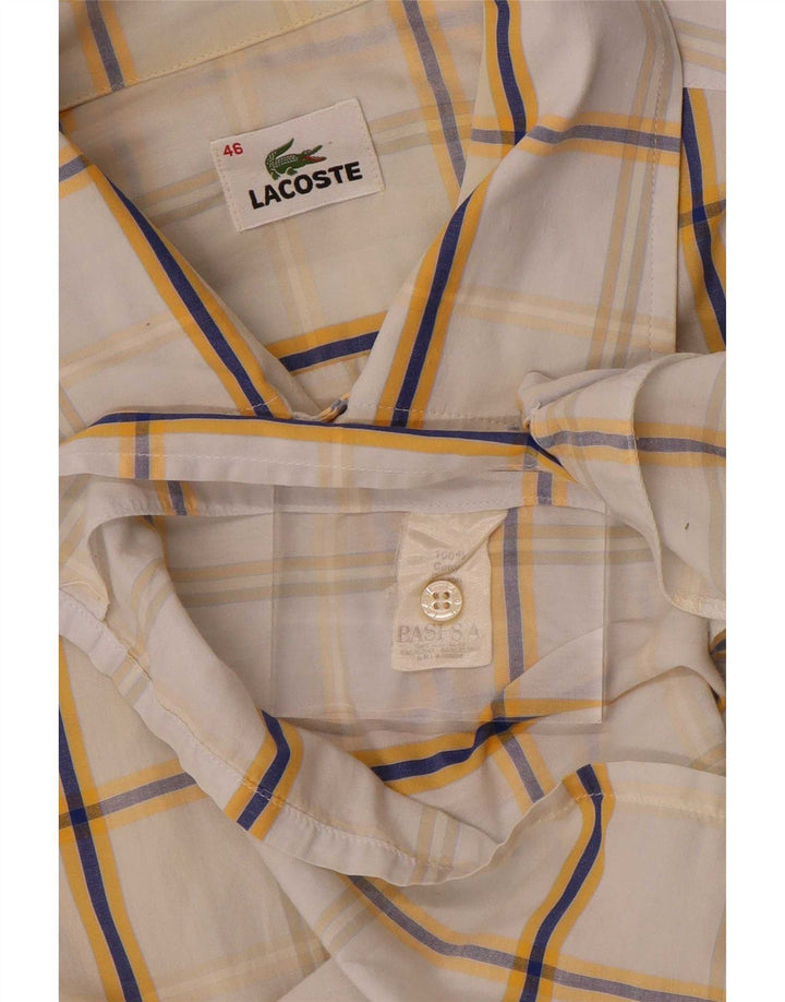 Lacoste Mens Short Sleeve Shirt Size 46 2XL White Check Cotton
