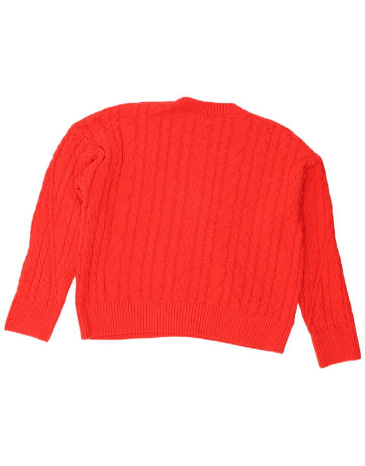 Desigual Womens Oversized Crew Neck Jumper Sweater UK 14 Medium Orange