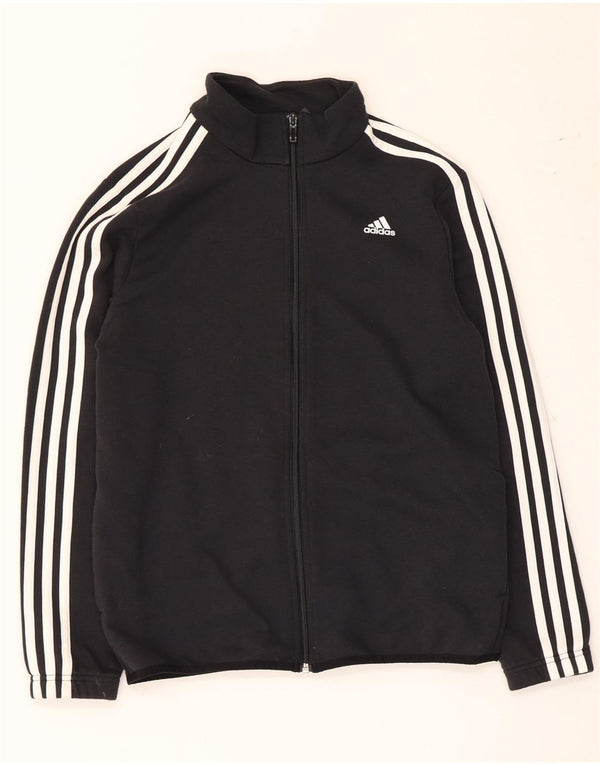 Adidas Boys Tracksuit Top Jacket 13-14 Years Black Cotton