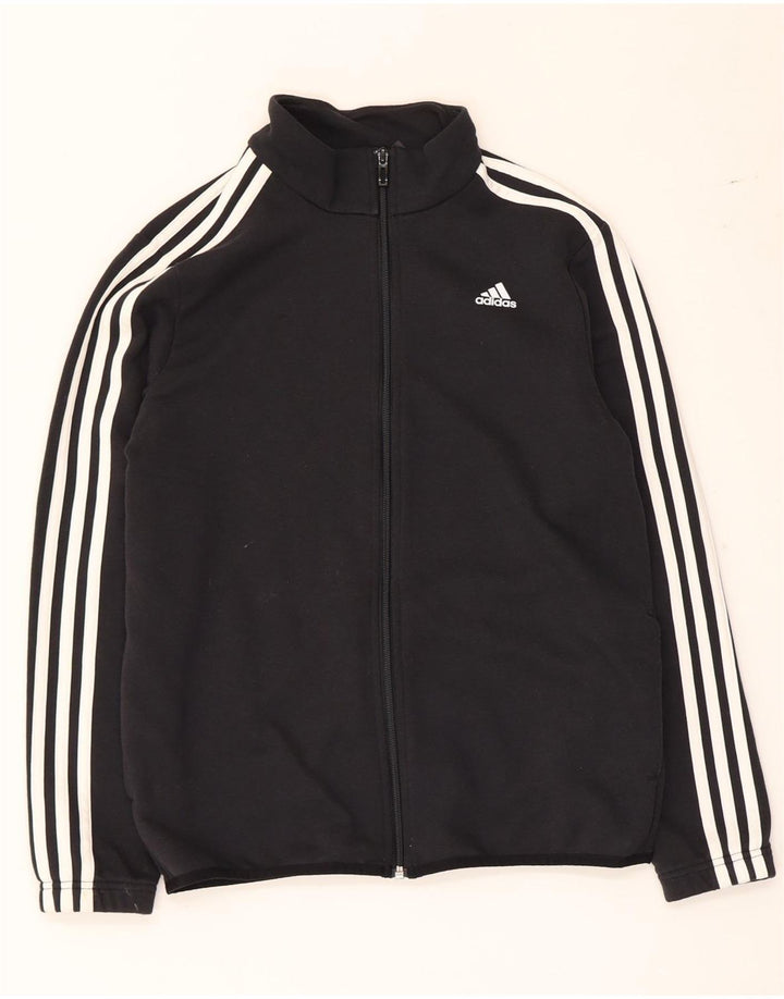 Adidas Boys Tracksuit Top Jacket 13-14 Years Black Cotton
