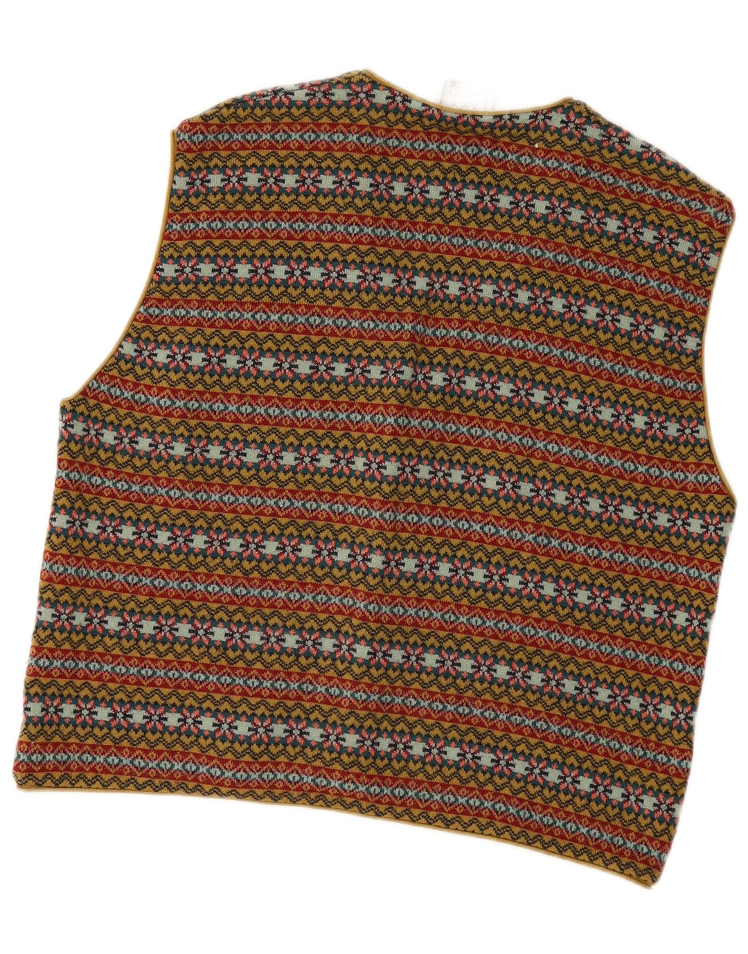 Vintage Mens Sleeveless Cardigan Sweater Medium Multicoloured Fair Isle