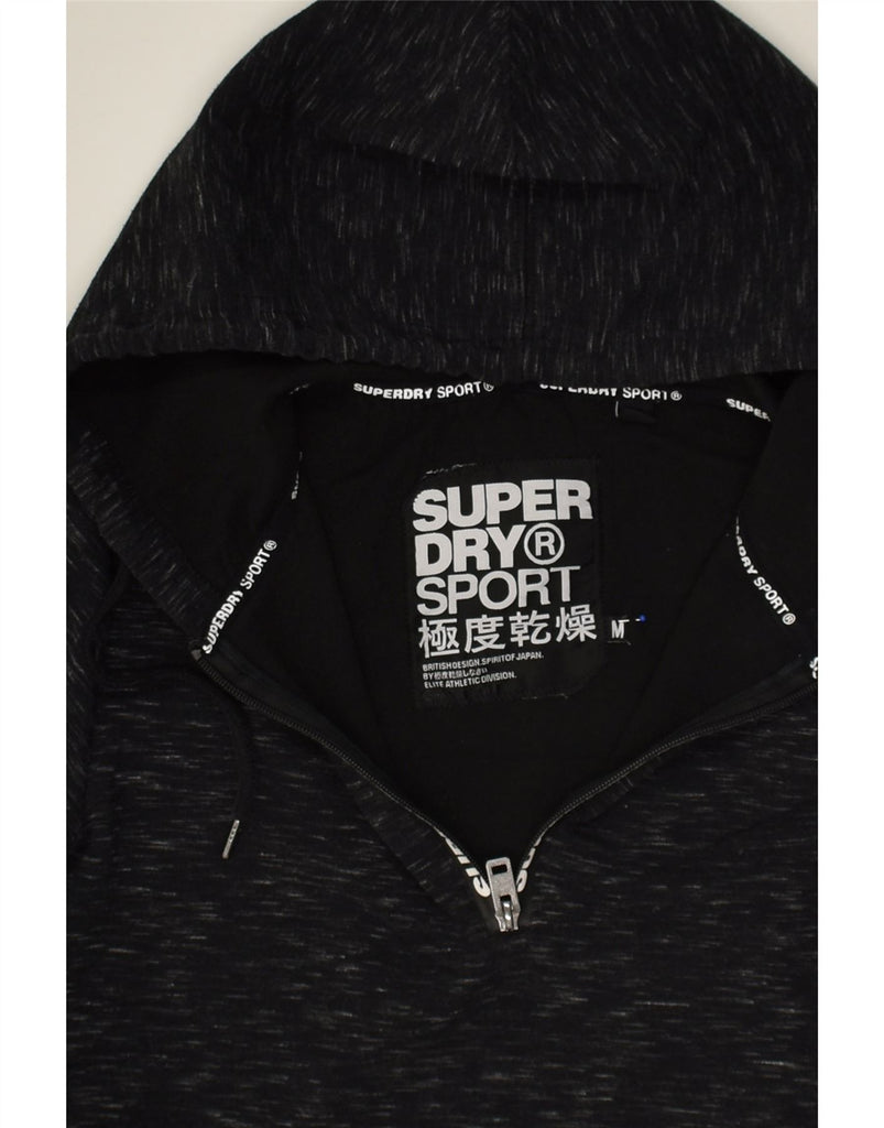 SUPERDRY Womens Graphic Hoodie Jumper UK 12 Medium Black Polyester | Vintage Superdry | Thrift | Second-Hand Superdry | Used Clothing | Messina Hembry 