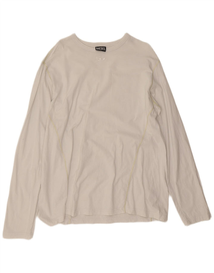 Diesel Mens Graphic Top Long Sleeve 2XL White Cotton