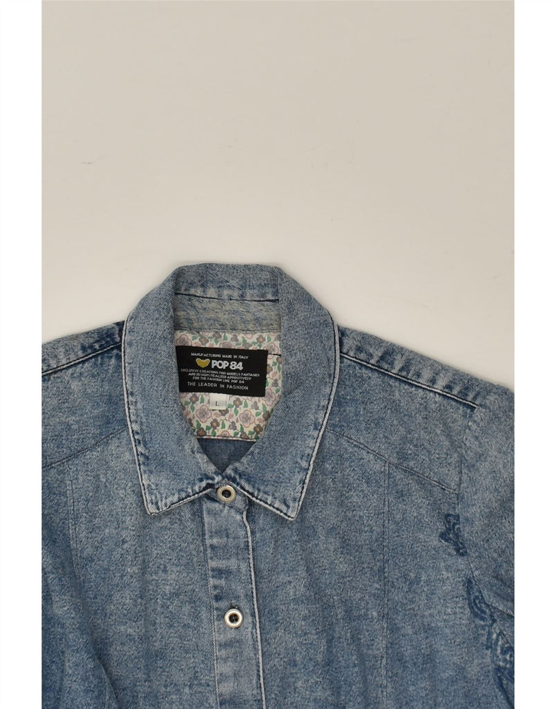 POP 84 Womens Denim Shirt UK 14 Large Blue | Vintage POP 84 | Thrift | Second-Hand POP 84 | Used Clothing | Messina Hembry 