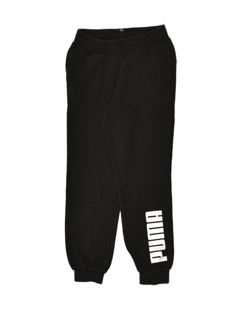 PUMA Boys Graphic Tracksuit Trousers Joggers 11-12 Years Black Cotton | Vintage Puma | Thrift | Second-Hand Puma | Used Clothing | Messina Hembry 