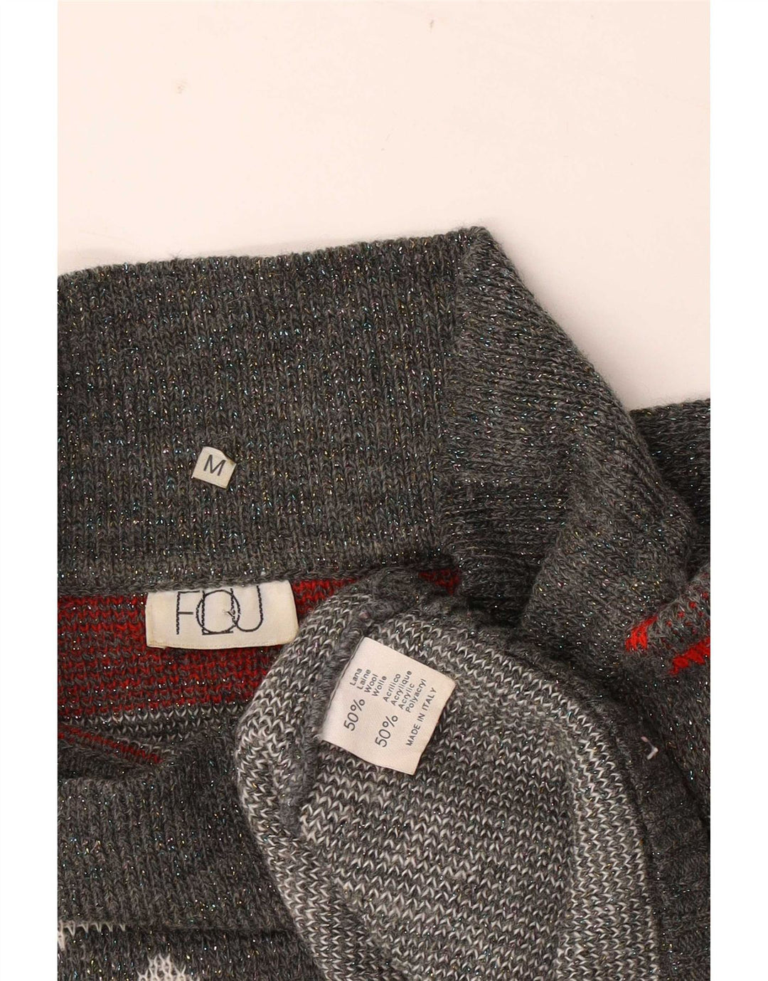 Flou Womens Turtle Neck Jumper Sweater UK 14 Medium Grey Geometric