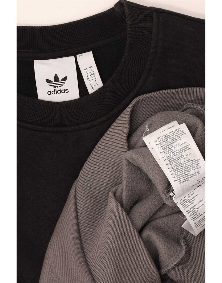 Adidas Mens Graphic Sweatshirt Jumper Small Black Colourblock Cotton