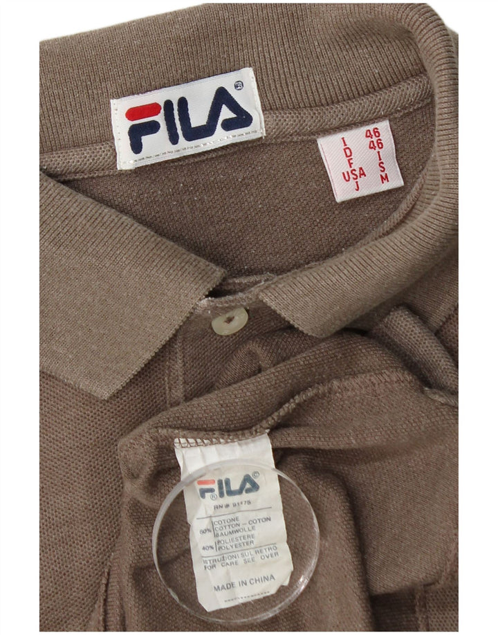 Fila Mens Polo Shirt IT 46 Small Brown Cotton