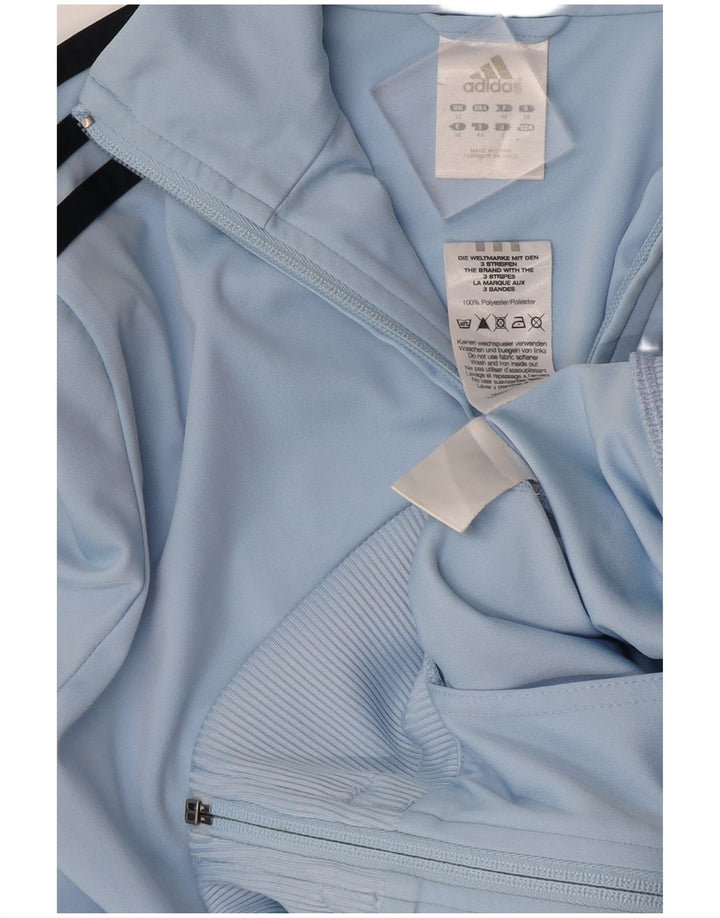 Adidas Womens Tracksuit Top Jacket UK 12 Medium Blue Polyester