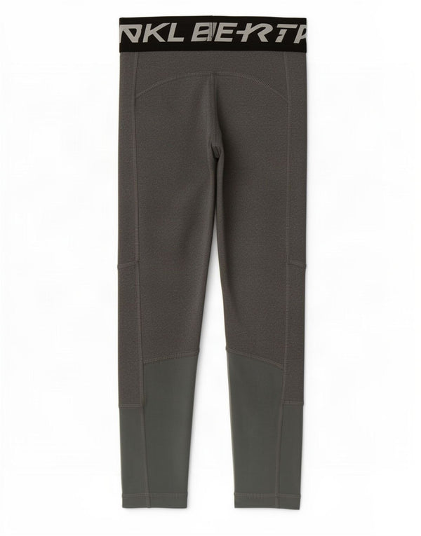 Nike Girls Dri Fit Graphic Leggings 8-9 Years Small Grey Colourblock