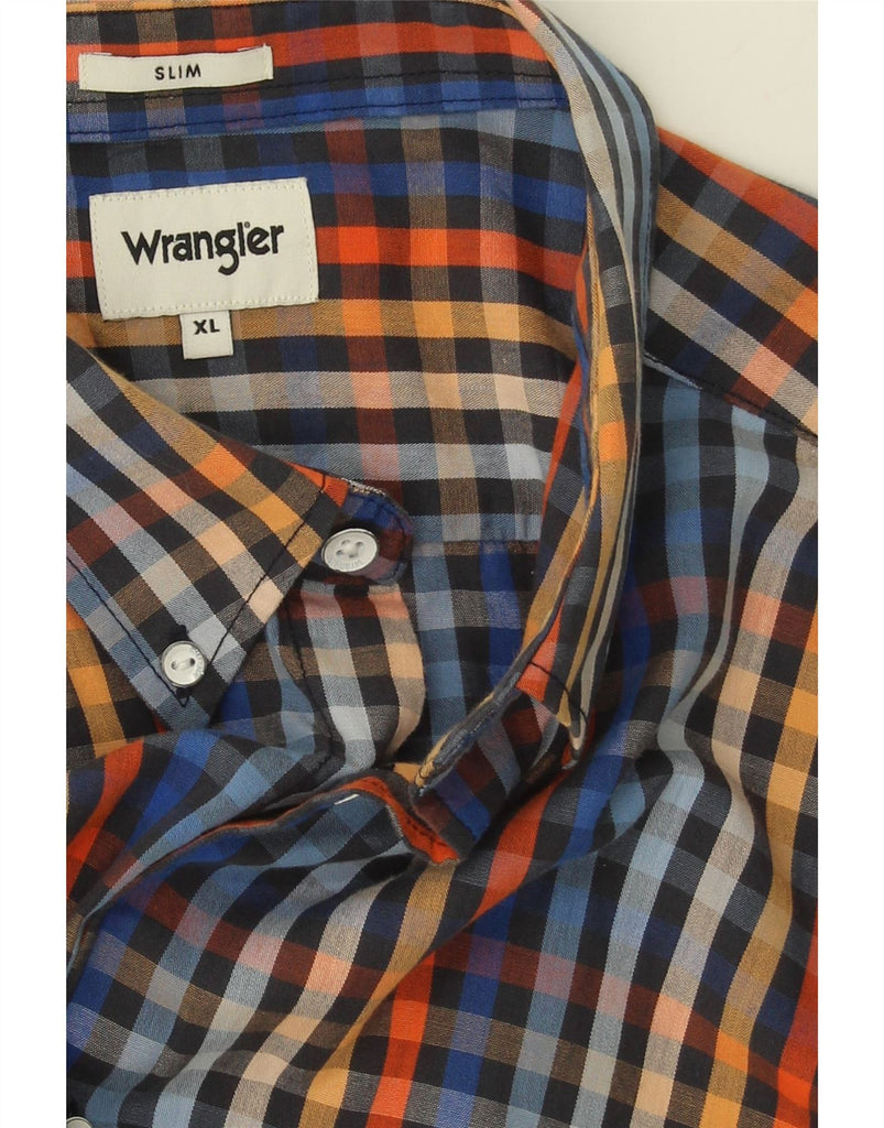 WRANGLER Mens Slim Short Sleeve Shirt XL Multicoloured Check Cotton Vintage Wrangler and Second-Hand Wrangler from Messina Hembry 