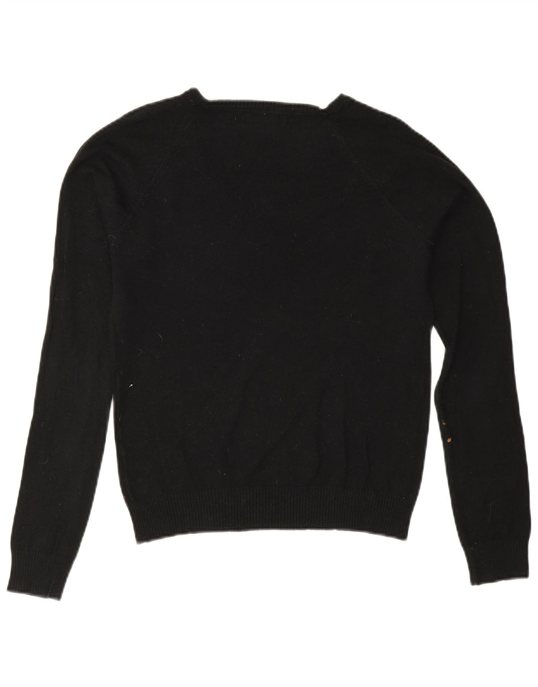 Zara Womens V-Neck Jumper Sweater UK 12 Medium Black Cotton
