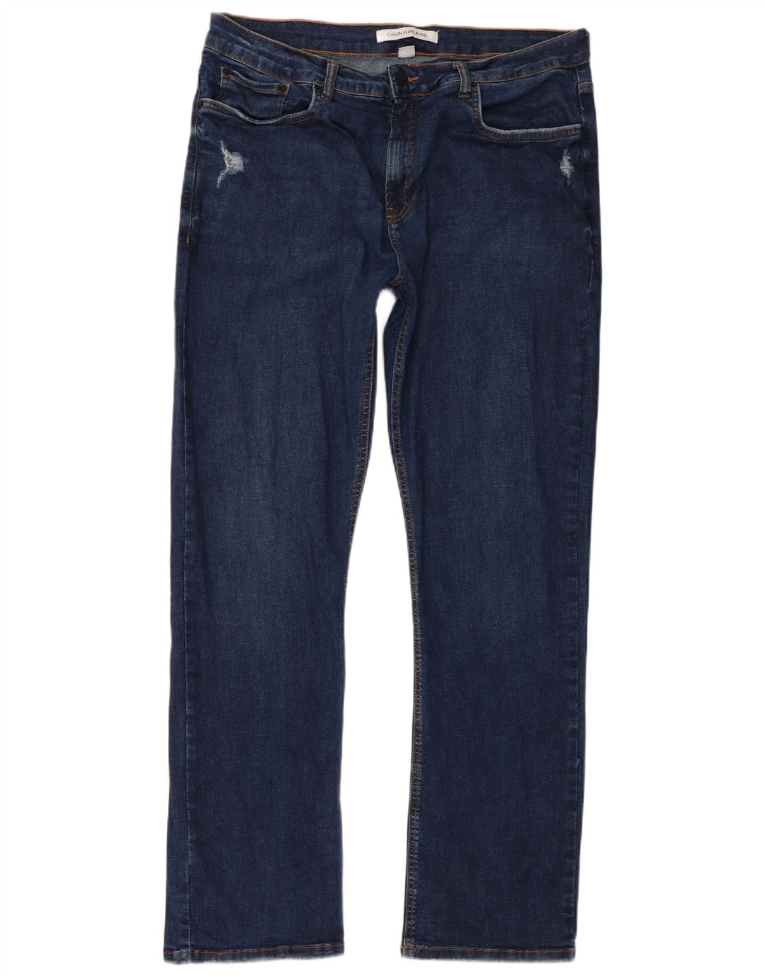 Calvin Klein Mens Distressed Straight Jeans IT 48 Medium W38 L33 Navy Blue