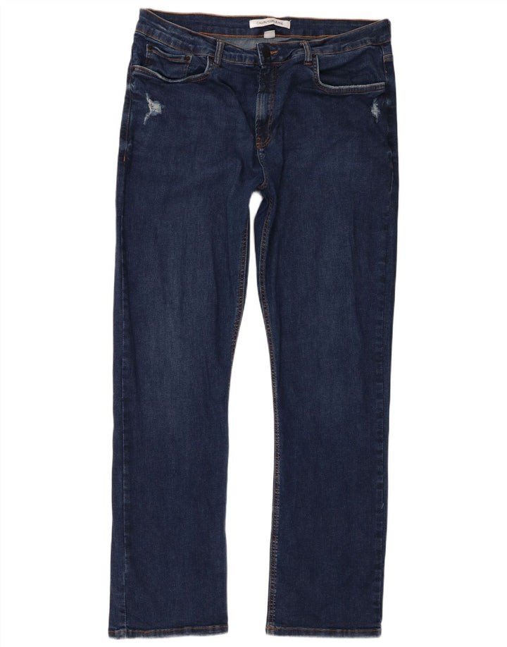 Calvin Klein Mens Distressed Straight Jeans IT 48 Medium W38 L33 Navy Blue