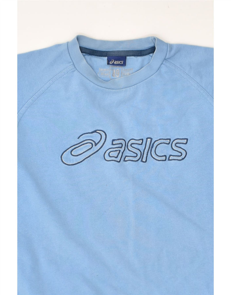 ASICS Boys Graphic Sweatshirt Jumper 15-16 Years Blue Cotton | Vintage Asics | Thrift | Second-Hand Asics | Used Clothing | Messina Hembry 