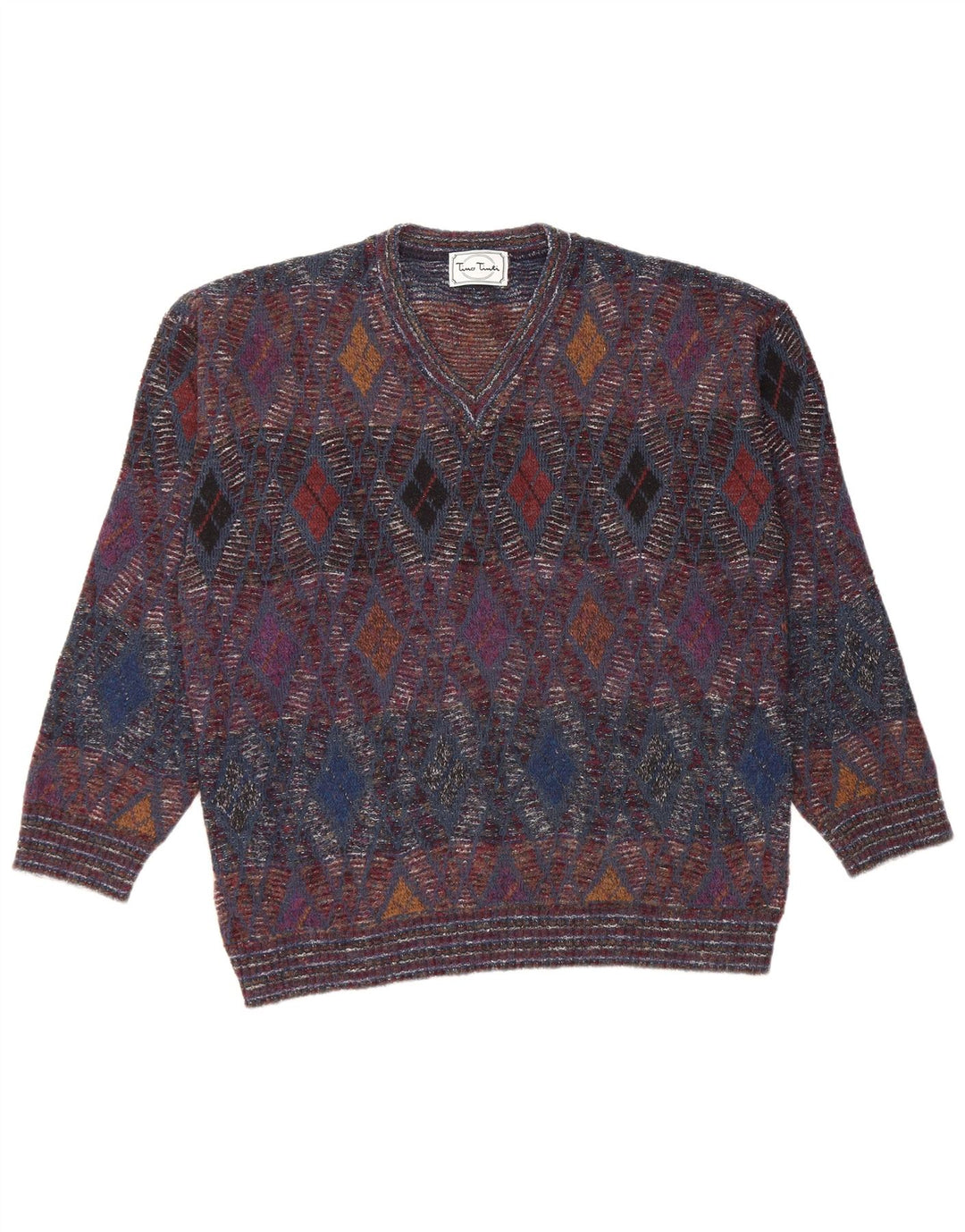 Tino Tinti Mens V-Neck Jumper Sweater IT 52 Large Multicoloured