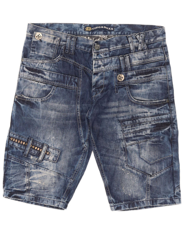 Cipo And Baxx Mens Cargo Denim Shorts W36 Large Blue Cotton