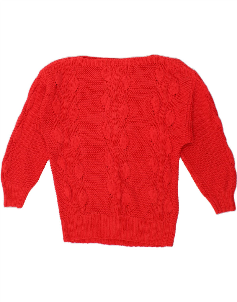 VINTAGE Womens Boat Neck Jumper Sweater UK 14 Medium Red Vintage Vintage and Second-Hand Vintage from Messina Hembry 