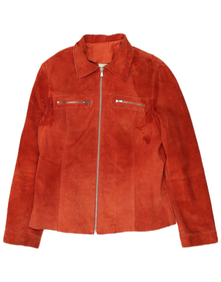 CONBIPEL Womens Leather Jacket IT 44 Medium Orange Leather