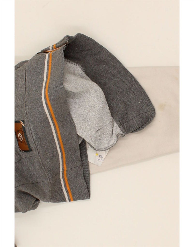 SERGIO TACCHINI Womens Zip Hoodie Sweater UK 18 XL Grey Colourblock Cotton | Vintage Sergio Tacchini | Thrift | Second-Hand Sergio Tacchini | Used Clothing | Messina Hembry 