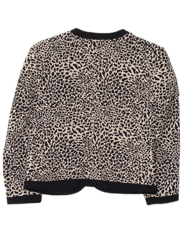 Vintage Womens 3/4 Sleeve Blazer Jacket IT 44 Medium Black Animal Print