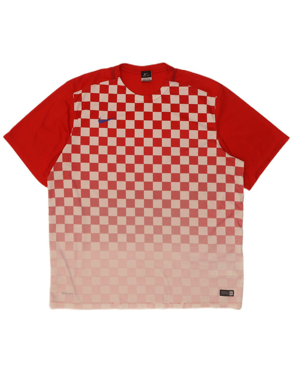 Nike Mens Dri Fit T-Shirt Top 2XL Red Geometric Polyester