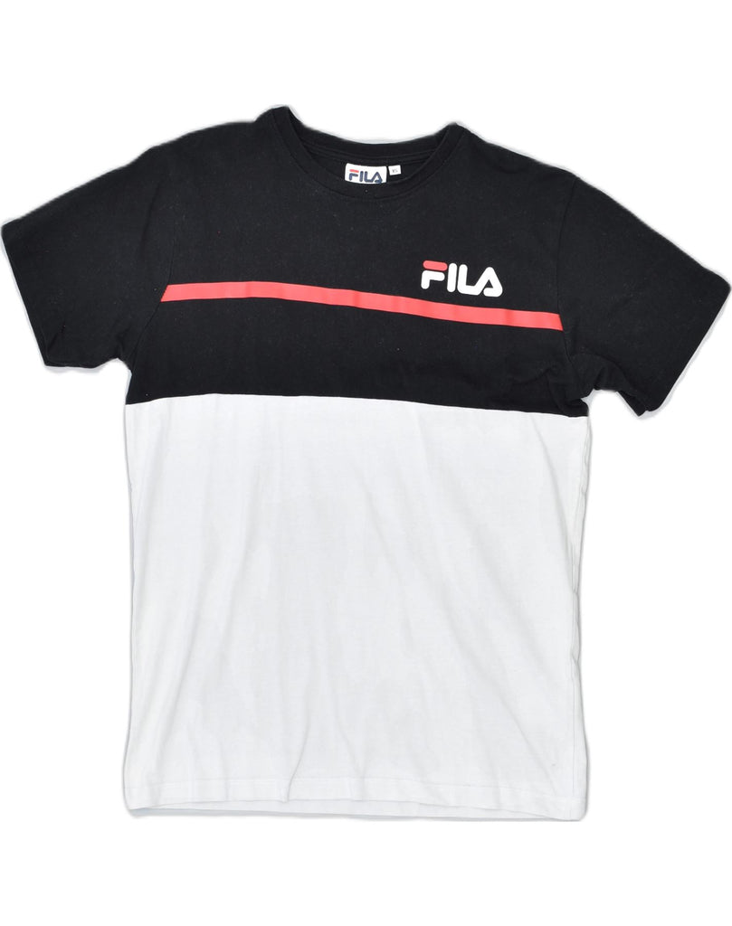 FILA Mens T-Shirt Top XS Black Colourblock Cotton Sports | Vintage | Thrift | Second-Hand | Used Clothing | Messina Hembry 