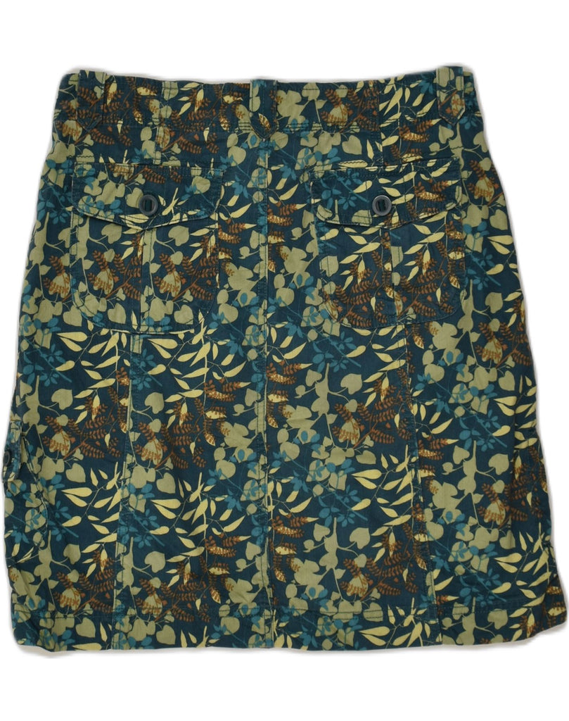 EDDIE BAUER Womens Straight Skirt US 8 Medium W32  Blue Floral Cotton | Vintage Eddie Bauer | Thrift | Second-Hand Eddie Bauer | Used Clothing | Messina Hembry 