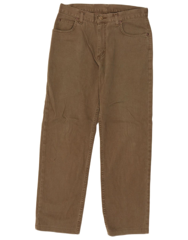 Lee Mens Brooklyn Straight Casual Trousers W32 L30 Khaki Cotton