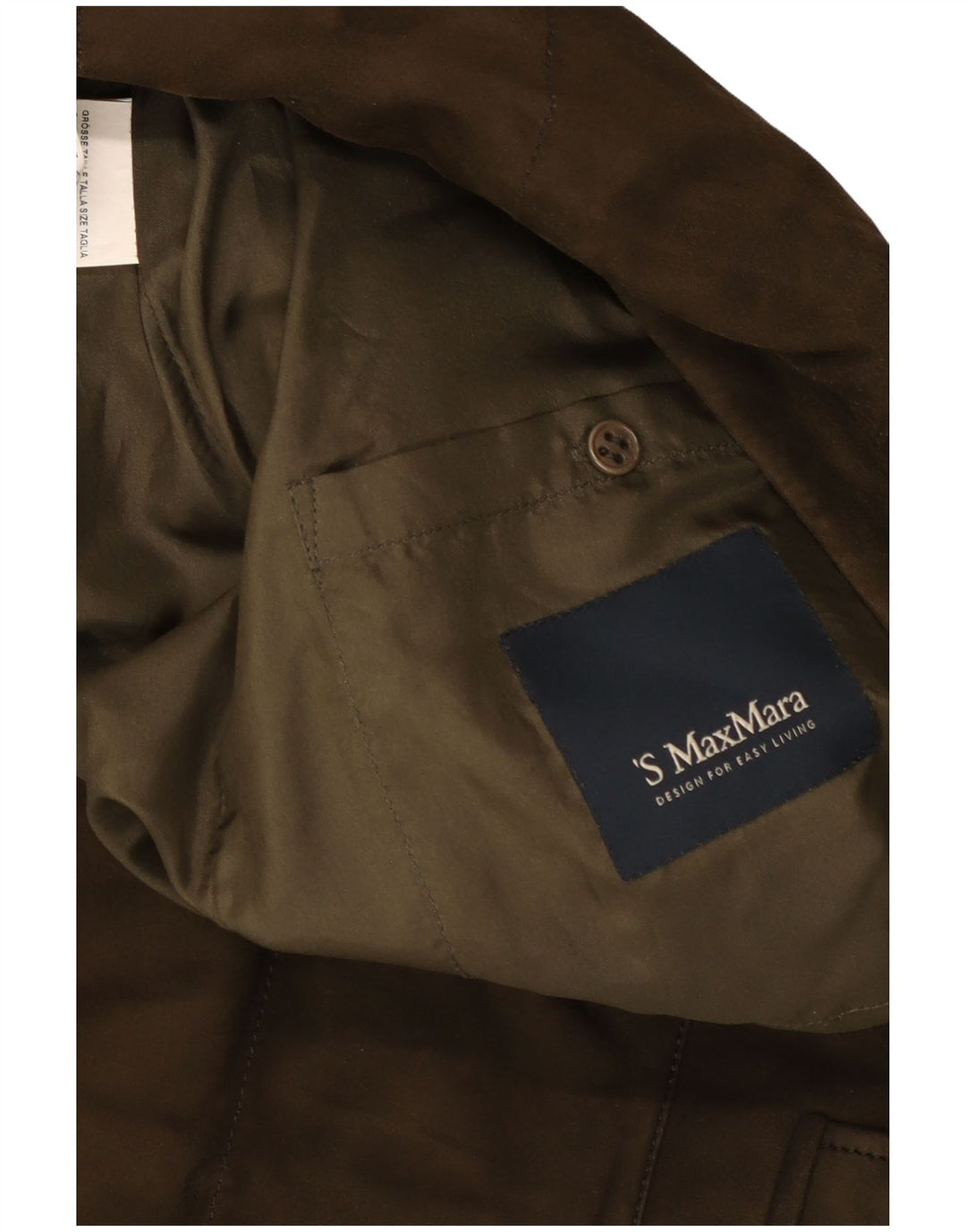 Max Mara Womens Hooded Suede Padded Jacket UK 10 Small Khaki Leather Biker