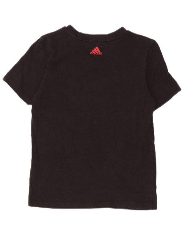Adidas Boys Graphic T-Shirt Top 9-10 Years Black Cotton