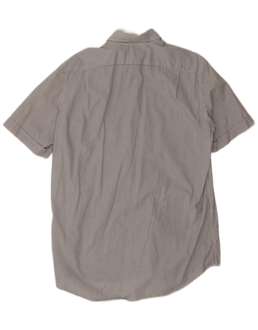 Lacoste Mens Short Sleeve Shirt Size 41 Large Grey Pinstripe Cotton
