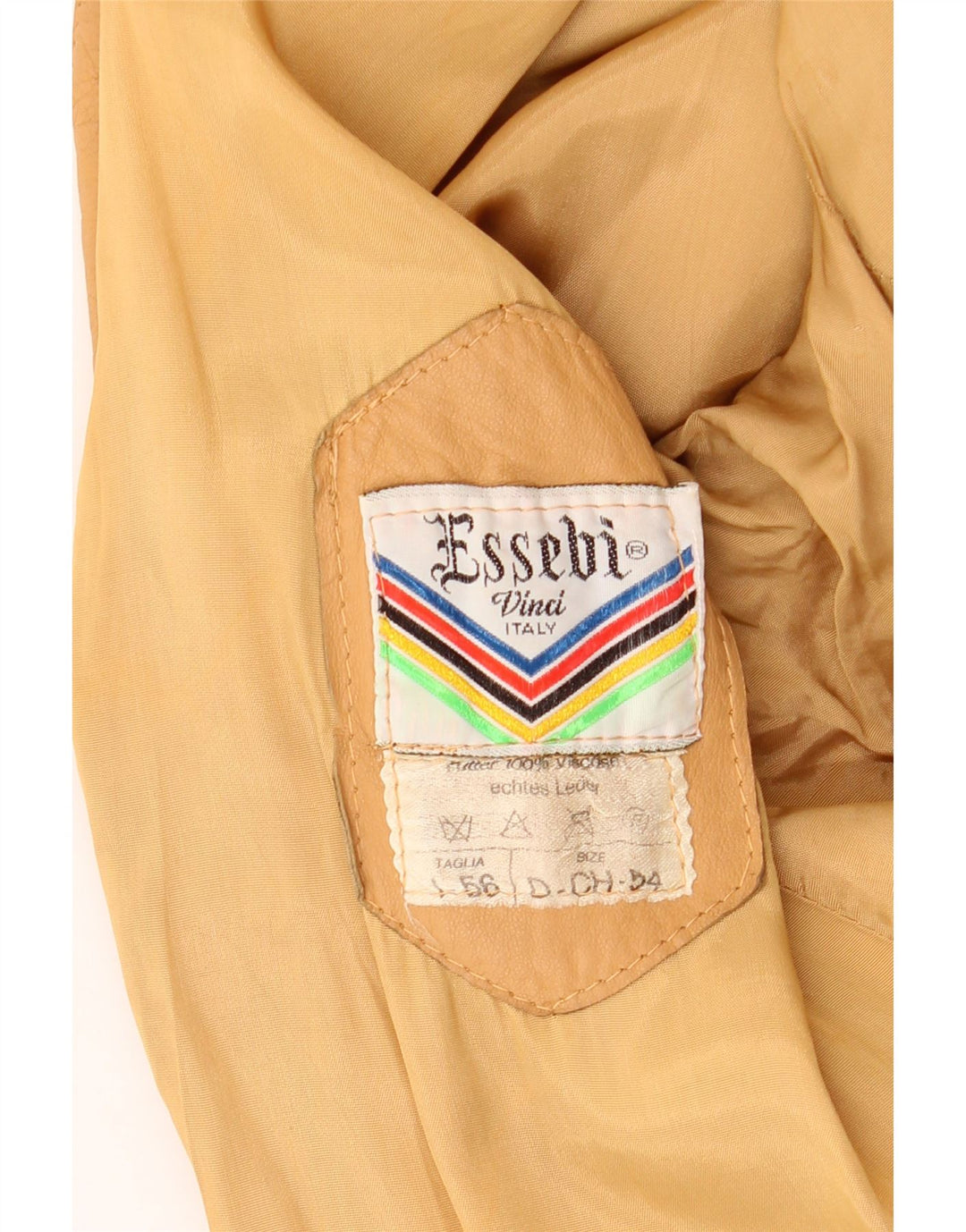Essebi Mens Bomber Leather Jacket IT 56 3XL Beige Leather