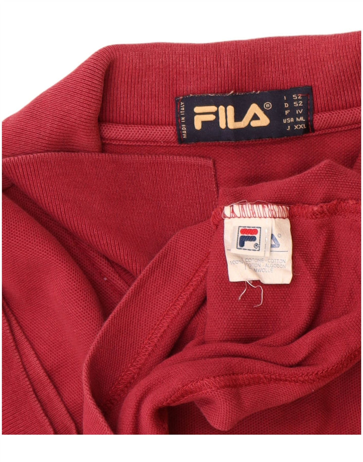 Fila Mens Polo Shirt IT 52 Large Red Cotton