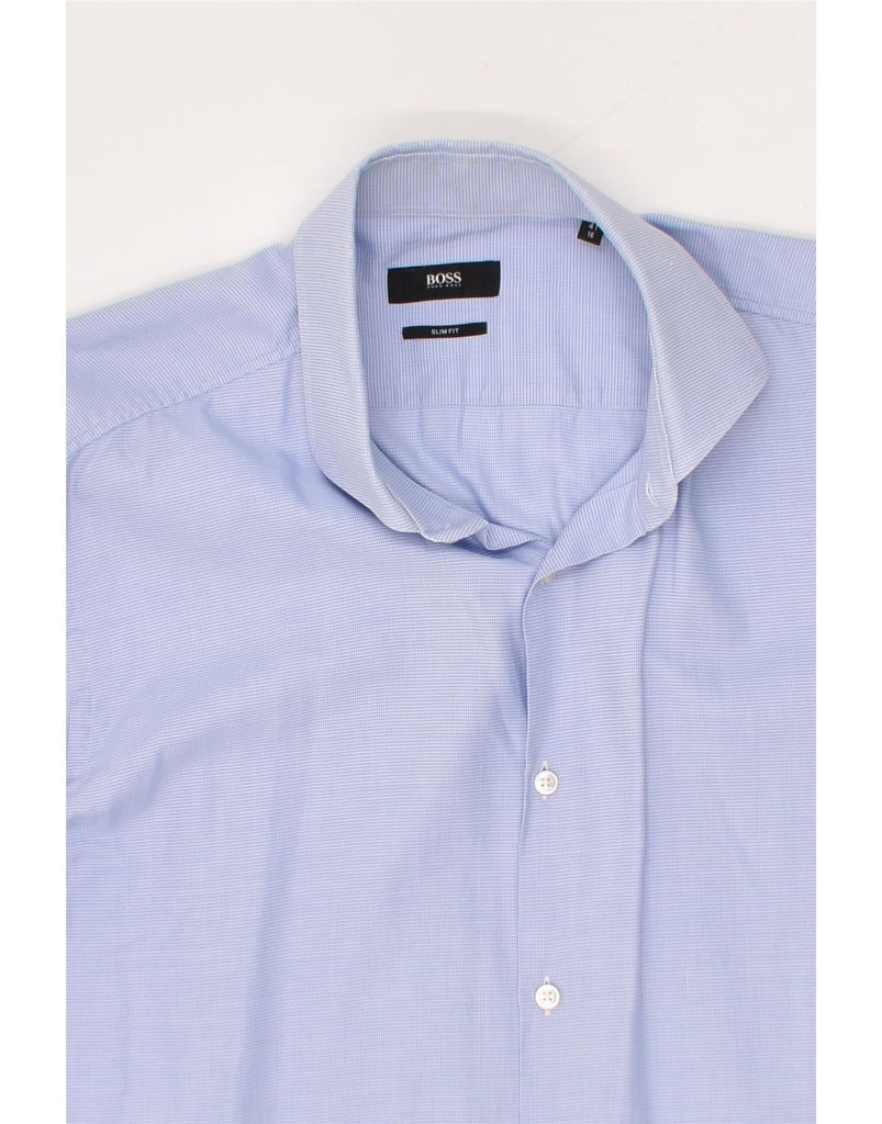 HUGO BOSS Mens Slim Fit Shirt Size 41 16 Large Blue | Vintage Hugo Boss | Thrift | Second-Hand Hugo Boss | Used Clothing | Messina Hembry 