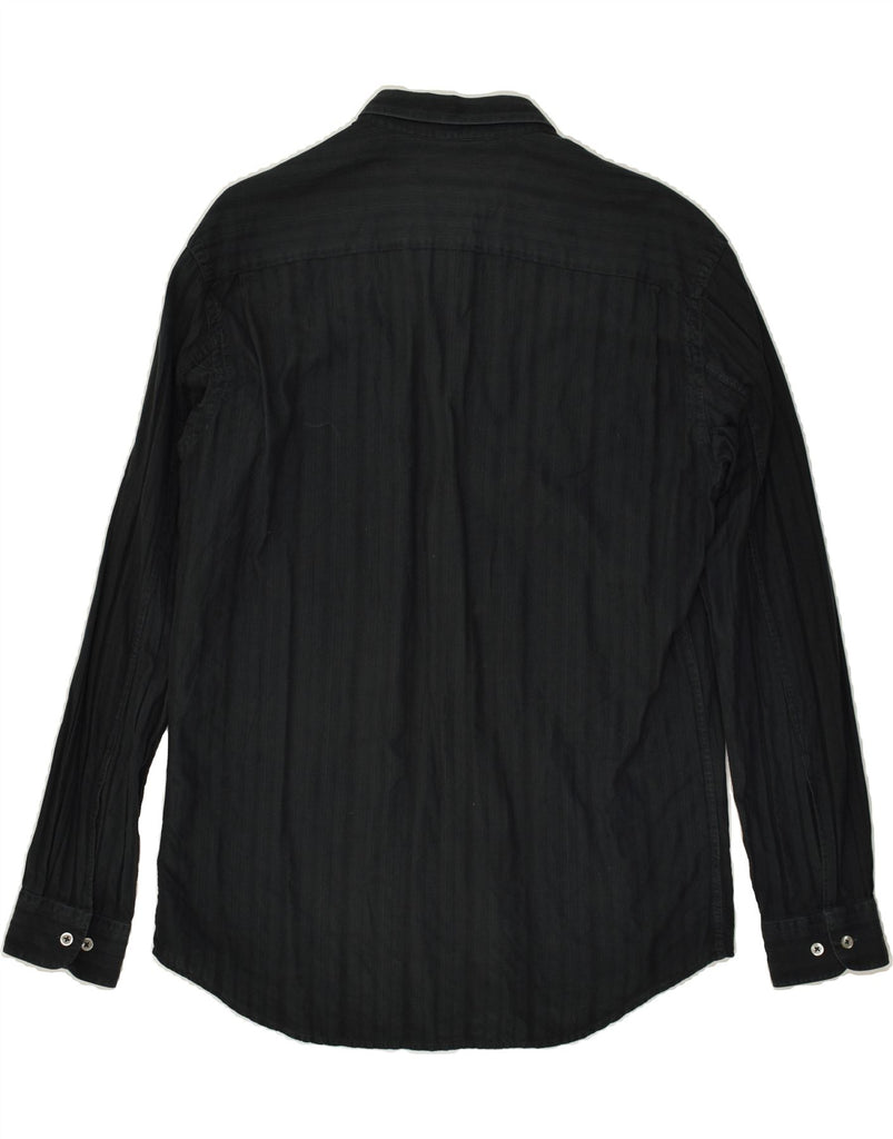 MARLBORO CLASSICS Mens Shirt Large Black Striped Cotton | Vintage Marlboro Classics | Thrift | Second-Hand Marlboro Classics | Used Clothing | Messina Hembry 