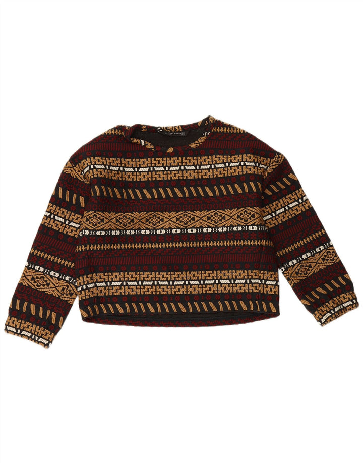 Zara Womens Sweatshirt Jumper UK 14 Medium Multicoloured Striped Polyester