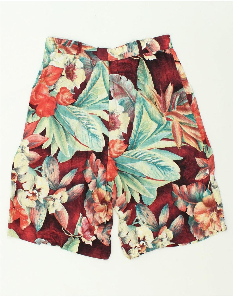 VINTAGE Womens Casual Shorts UK 14 Medium W29 Multicoloured Floral Viscose | Vintage Vintage | Thrift | Second-Hand Vintage | Used Clothing | Messina Hembry 